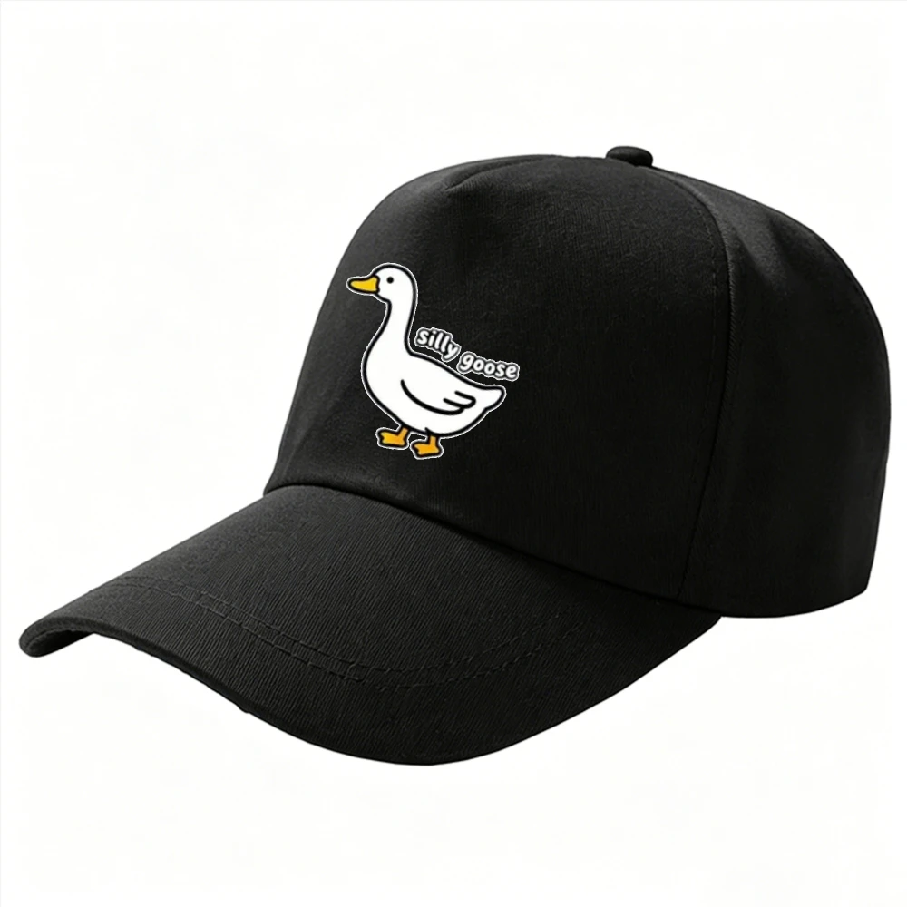 Silly Goose Cute White Duck Cartoon Print Baseball Cap Adjustable Dad Hat Unisex Funny Animal Slogan Outdoor Sun Protection Hat