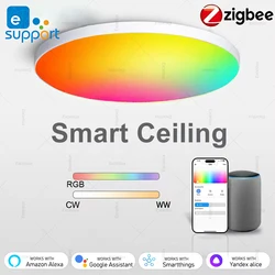 Zigbee 3.0 Smart Ceiling Light RGBCW Led Ceiling Lamp Living Room Home Decoration Smart Lamp Works With EWelink Gateway Alexa