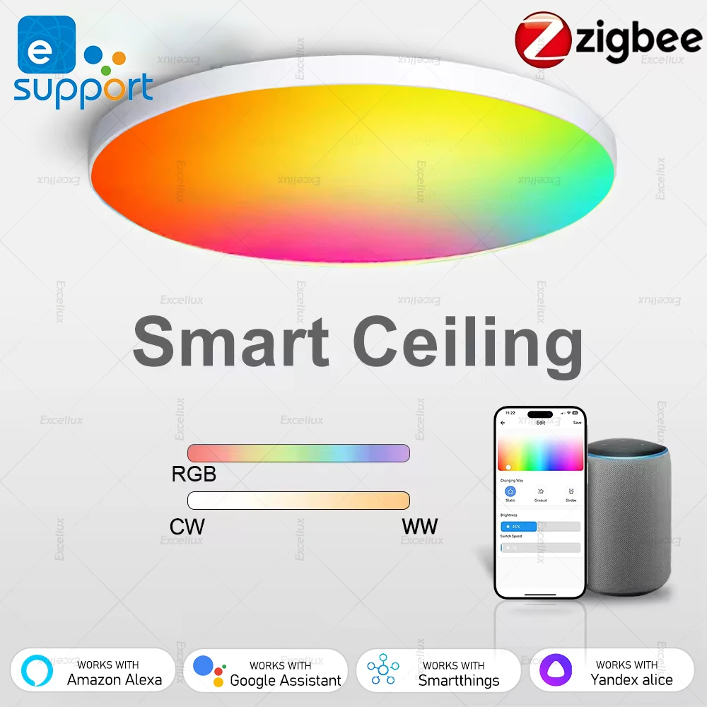 Zigbee 3.0 Smart Ceiling Light RGBCW Led Ceiling Lamp Living Room Home Decoration Smart Lamp Works With EWelink Gateway Alexa