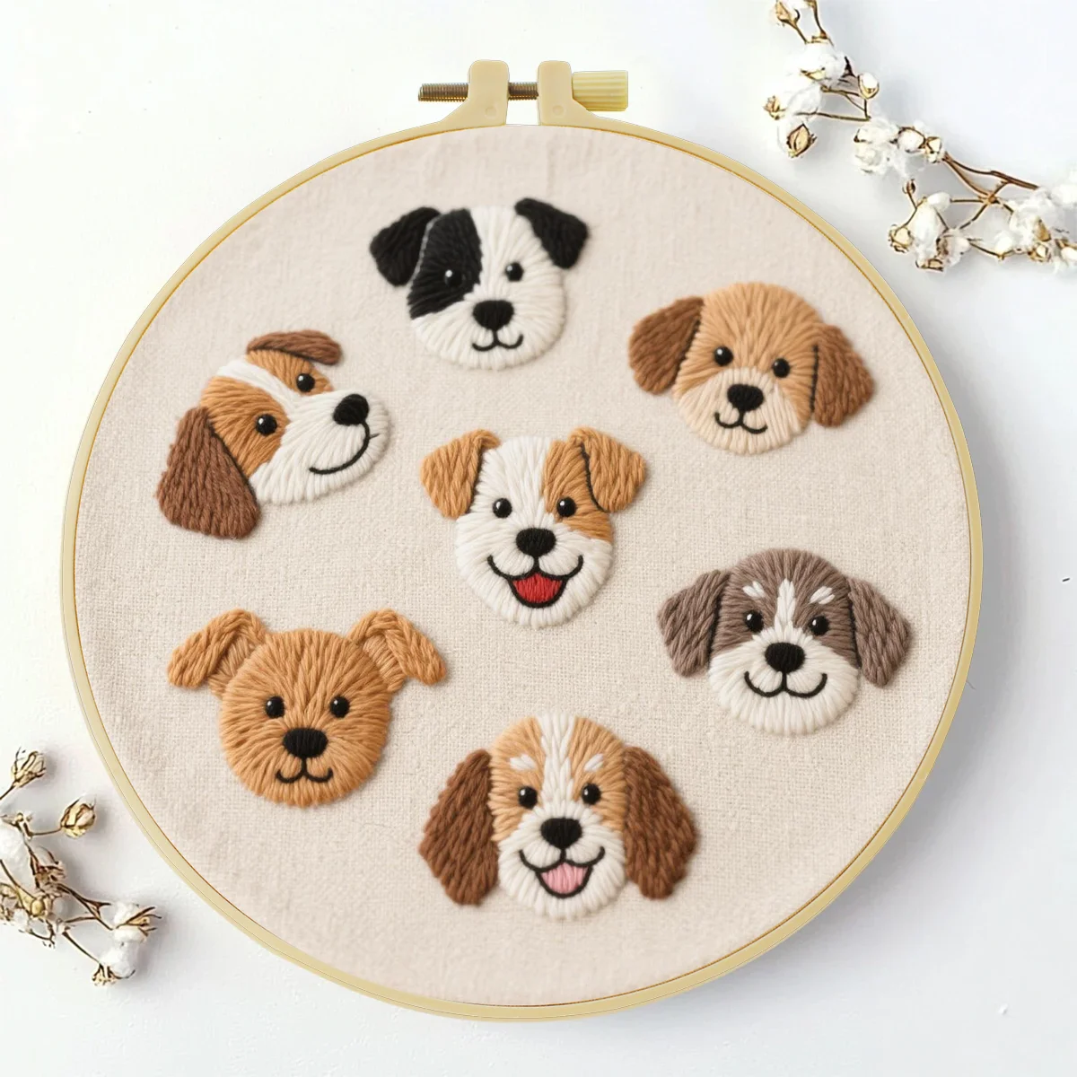 1 Stück 20X20CM/15X15CM 7,87/6,3 Zoll Hundestickerei-Starter-Kit DIY-Kit DIY-Stickerei-Set Handarbeiten Heimdekoration Nadelkunst – Detail 3