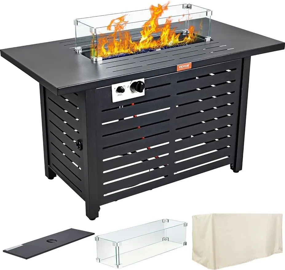 Imagem -02 - Outdoor Propano Gás Fire Pit Table com Vidro Wind Guard Auto-ignição Propano Fire Pit Table Eur Aprovado 43 50.000 Btu