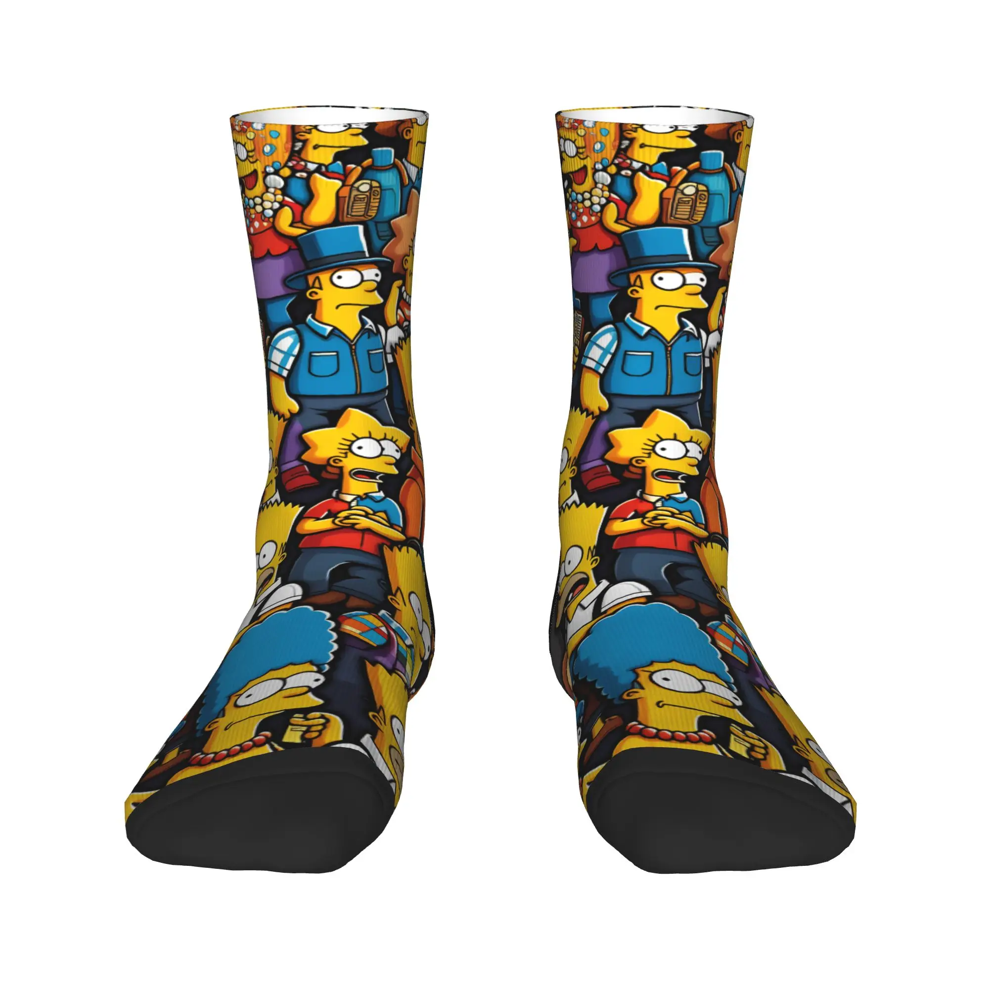 Funny S-Simpsons Family Cartoon Characters Socks Autumn Stockings Fashion Men Soft Socks Graphic Running Sports Non Skid Socks