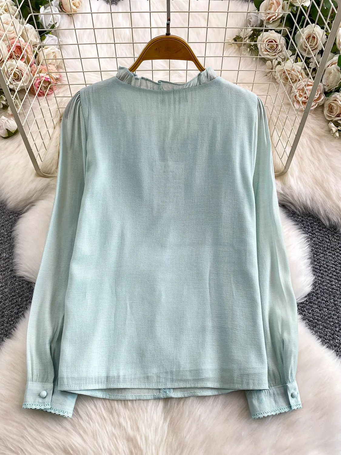 Ele solto feminino renda guarnição v-ne irt casual sle longo sve camada base top outono inverno faion conforto respirável...