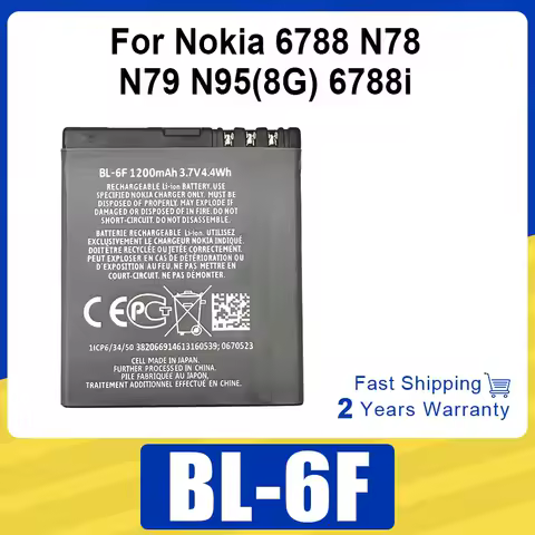 New Rechargeable Battery BL-6F Battery For Nokia 6788 N78 N79 N95(8G) 6788i Battery 6F BL6F Replacement batteria batteries