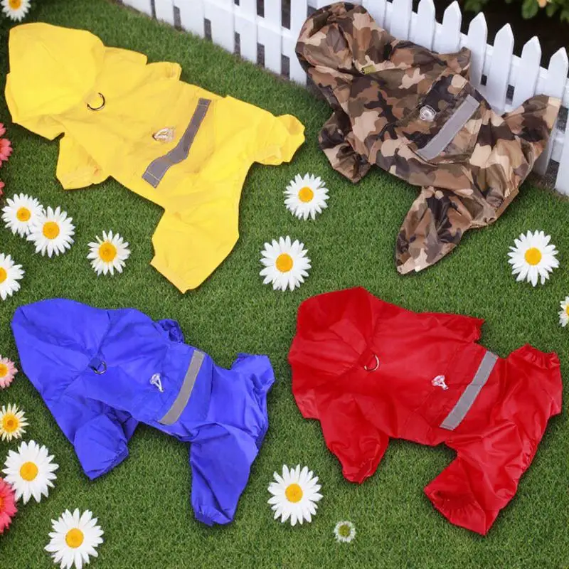 

Dog Raincoat Puppy Rain Slicker Waterproof Breathable Reflective Small Dog Rainwear Red Size M Pet Raincoat Pet Rain Slicker