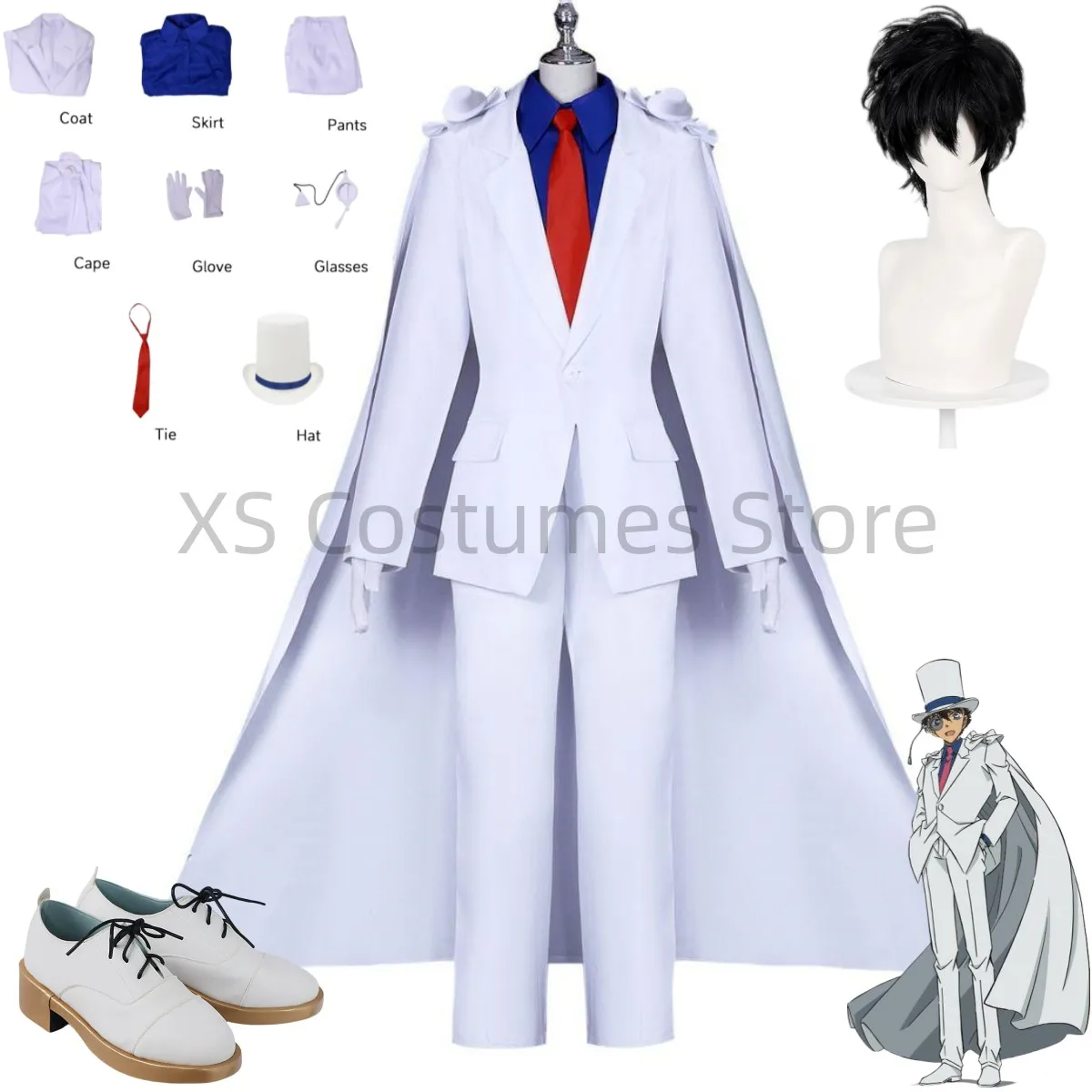 Anime Kuroba Kaito Cosplay Costume Magic Kaito Uniform Set Character Props Accessories Wig