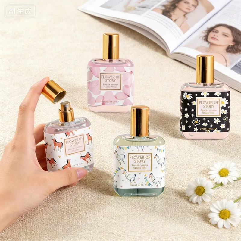 

Игривая парфюмерная вода с иллюстративным дизайном - легкий цветочный аромат, элегантный декоративный стеклянный флакон для женщин, для повседневного использования и свиданий.