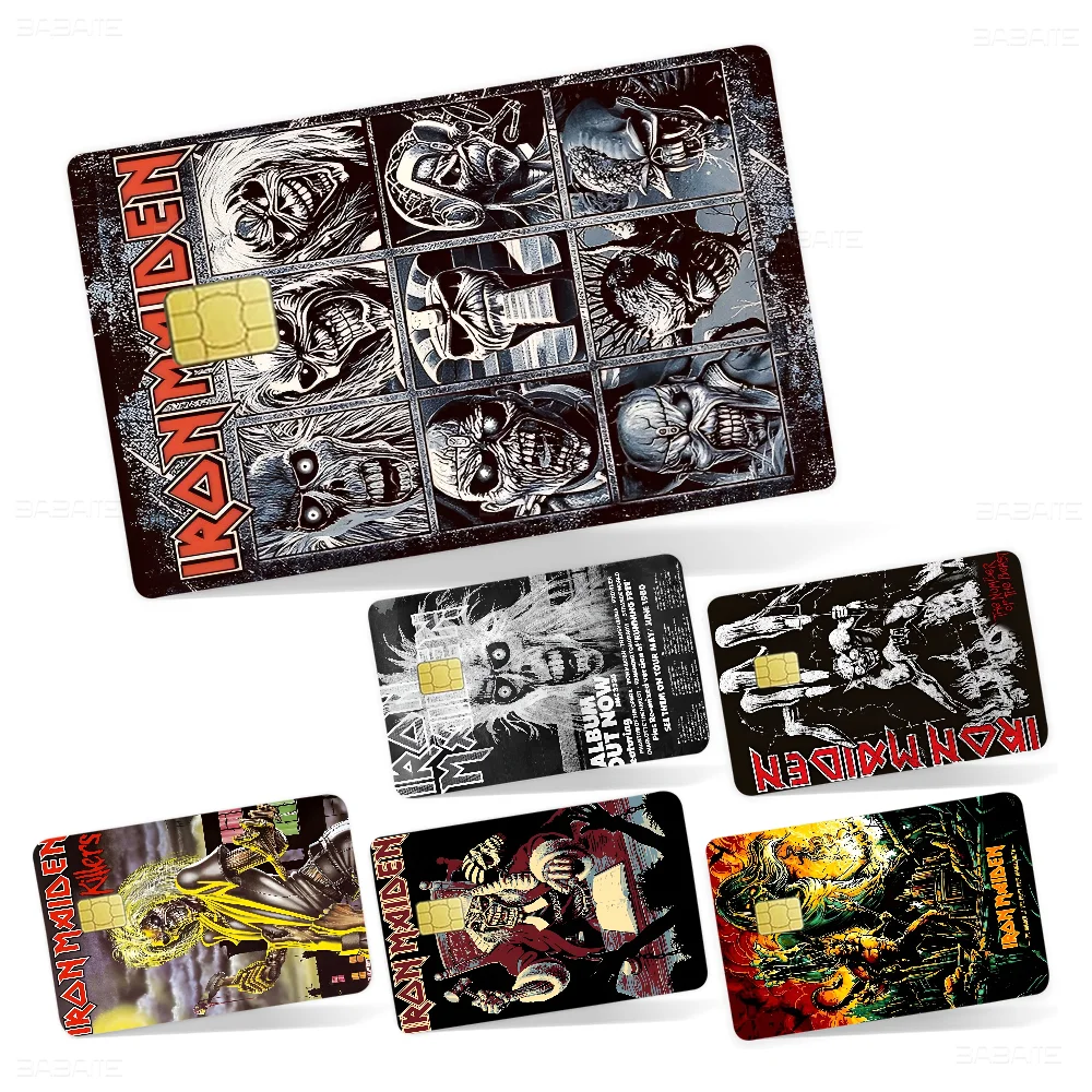 Band I-Iron M-Maiden Credit Card Skin Stickers For VISA Bank Bus Metro Access Card Protective Film Cover Sticker Decal Women