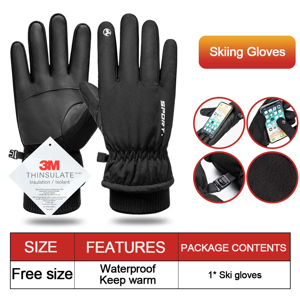 Loogdeel Heating Hand Warmer Electric Thermal Skiing Gloves Men Women Waterproof Snowboard Cycling Motorcycle Bicycle Ski Gloves