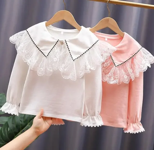 Fashion Kids Clothes Shirt Girl Long Sleeve Top Lovely Pink Flower Clothes