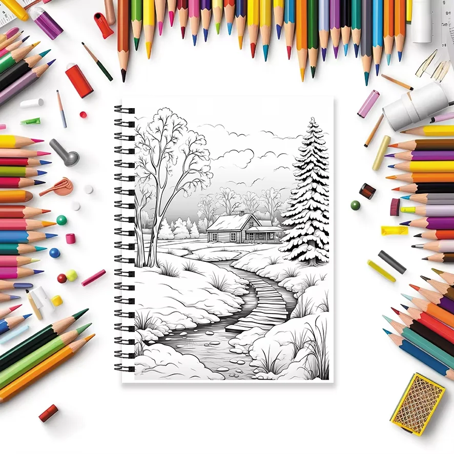Coloring Book - 8.3 x 11.2 inches, 32 pages, Landscapes - Ideal gift for back-to-school season, family or friends