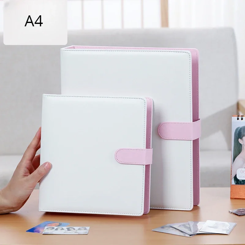 

3X3 9Grid A4 Photocard Binder PU Leather D Ring 3inch Photo Holder Large Photo Album Korean Idol Photo Collect Book 4hole