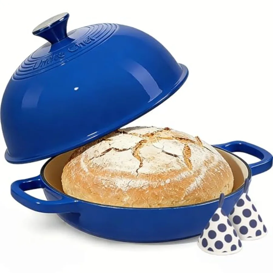 

Enamelled Cast Iron Dutch Oven Pot Dutch Oven Pot with Lid For Sourdough Bread Baking Cast Iron Bread Oven Dark 6QT Pot with Li