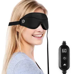 3 in 1 Heated Massage Eye Mask 3D Hot Compress Eye Massager for Sleep, Dry Eyes, Tired Eyes 3 Vibration Mode,Timer Control