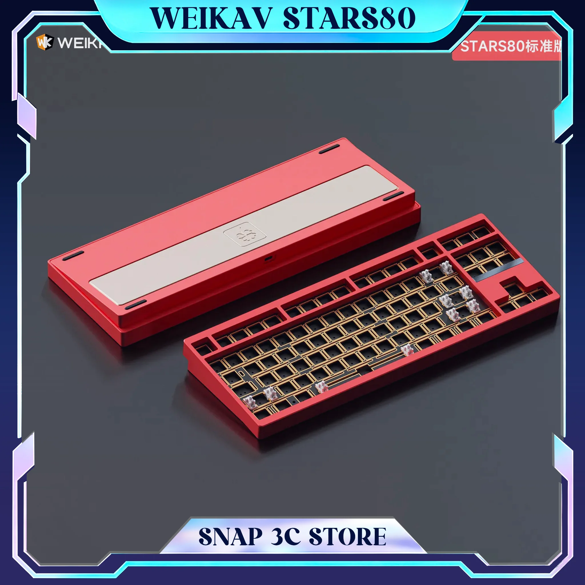 Weikav STARS80 Aluminum Mechanical Keyboard QMK/VIA Tri-mode Wireless Bluetooth 2.4G Gasket Mount Gaming Keyboard
