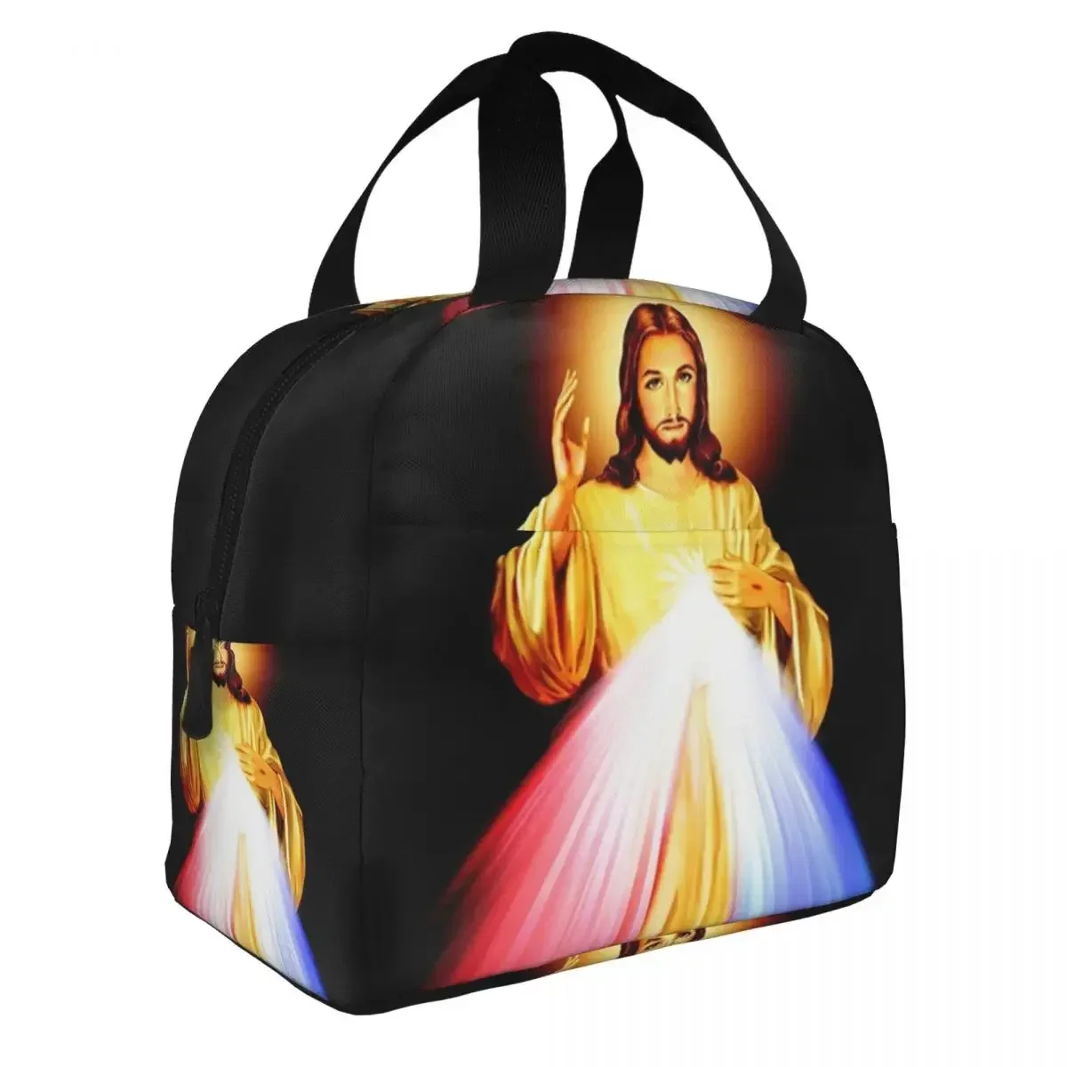 Divine Mercy Lord Jesus I Trust In You Thermal Insulated Lunch Bag Women Jesus Portable Lunch Tote Multifunction Food Box