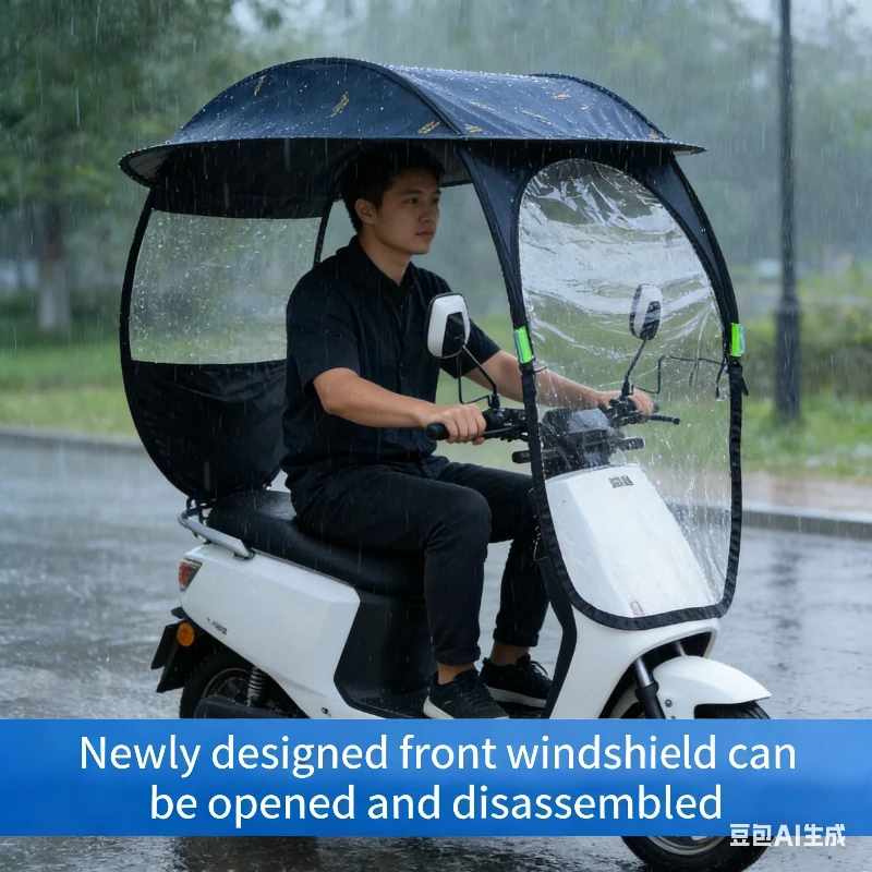 Windproof Waterproof Electric Bike Sunshade Universal Fit for E-Scooter Motorcycle Outdoor Protection Rain Cover