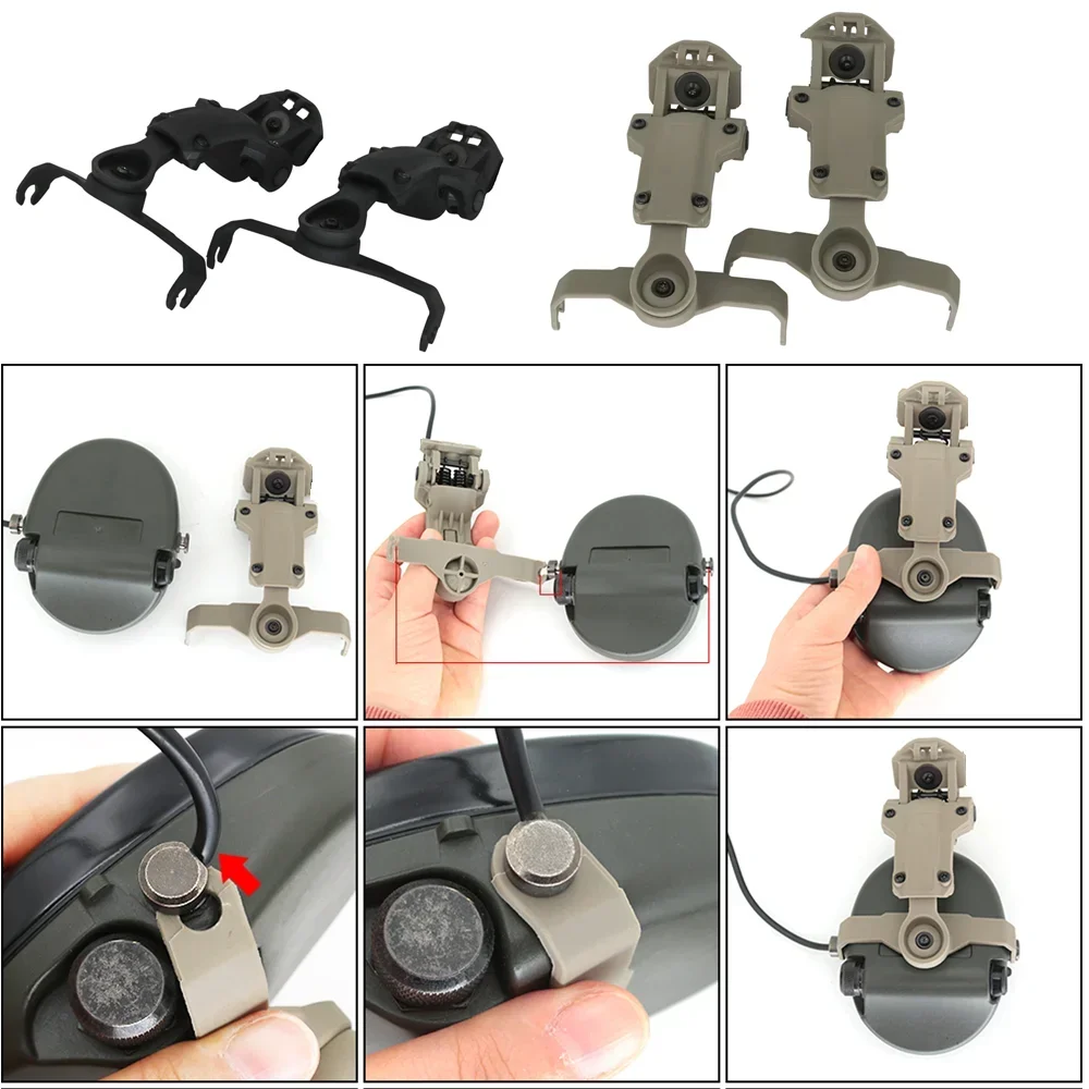 Adaptador de trilho para capacete tático ts TAC-SKY, montagem de capacete mlok compatível com airsoft tático para fone de ouvido msa sordi