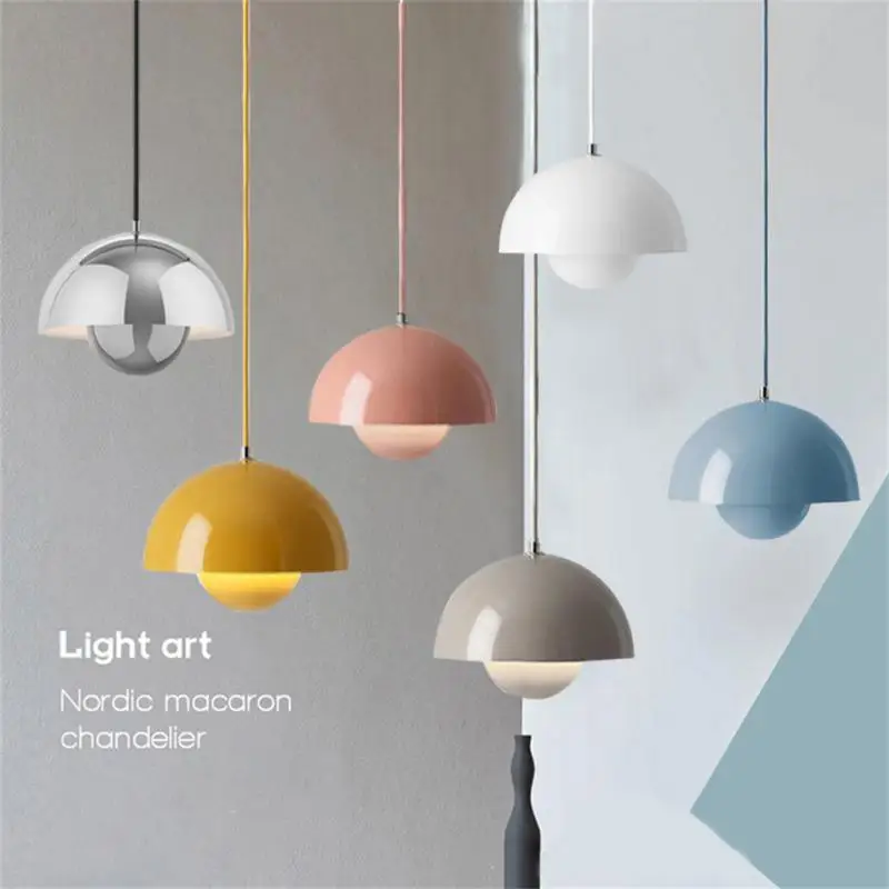 

E27 Modern Pendant Lamps For Ceiling Led Lights Nordic Semicircular Mushroom Lamp For Bedroom Restaurant Indoor Lighting