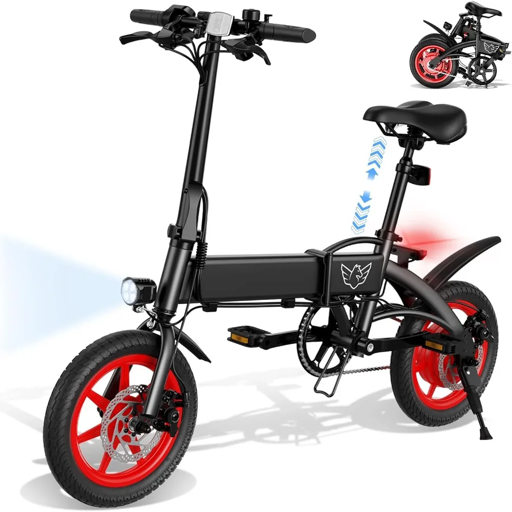 

14" Folding Electric Bike for Adults, Foldable Ebike 15.5 MPH, 31 Miles Range, 630W Peak Brushless Motor, Adjustable Seat