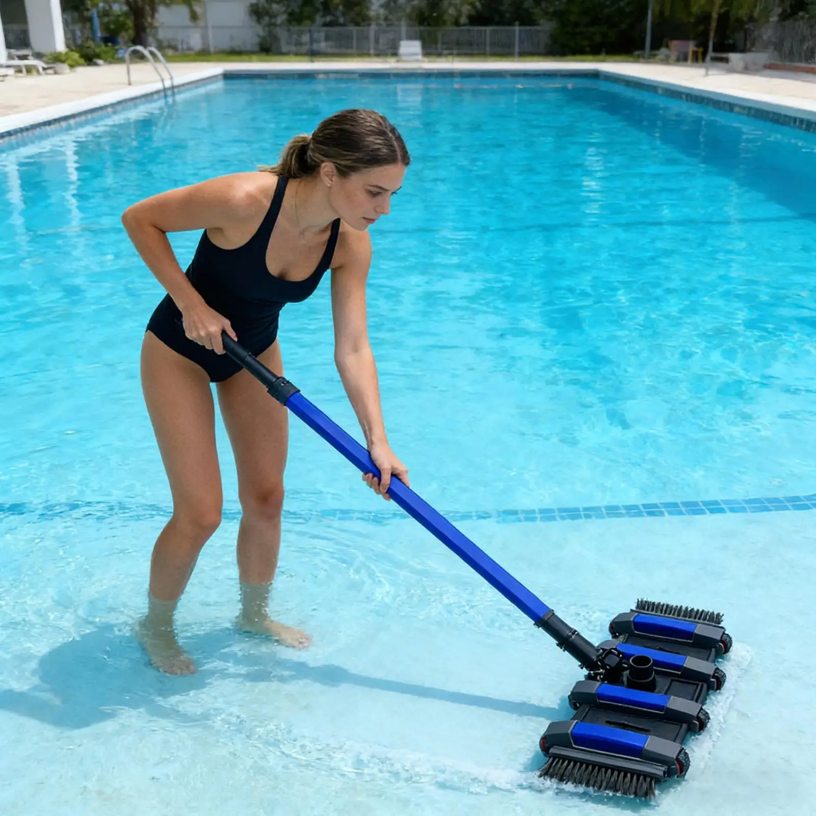 Pool Vacuum Head 14-inches Cleaner Replacement With Wheels Manual Vacuum For Inground Pools For Cleaning Swimming Spa Hose Patio view 4