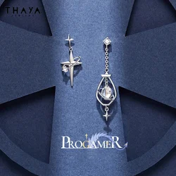 Thaya-Boucles d'Oreilles en Argent Streling S925 pour Femme, Bijoux Fins, Tendance, ixde Fiançailles, 2024