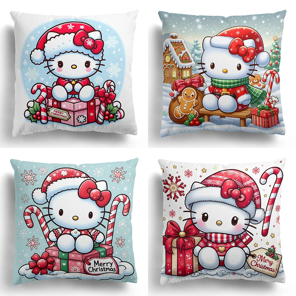 Cute Hello Kitty Christmas decoration Pillowcase living room Sofa cushion Cover Bedroom Room Home Decoration Christmas gift