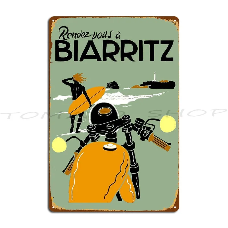 Biarritz Vintage Travel Metal Sign Cinema Wall Decor Funny Cinema Personalized Tin Sign Poster