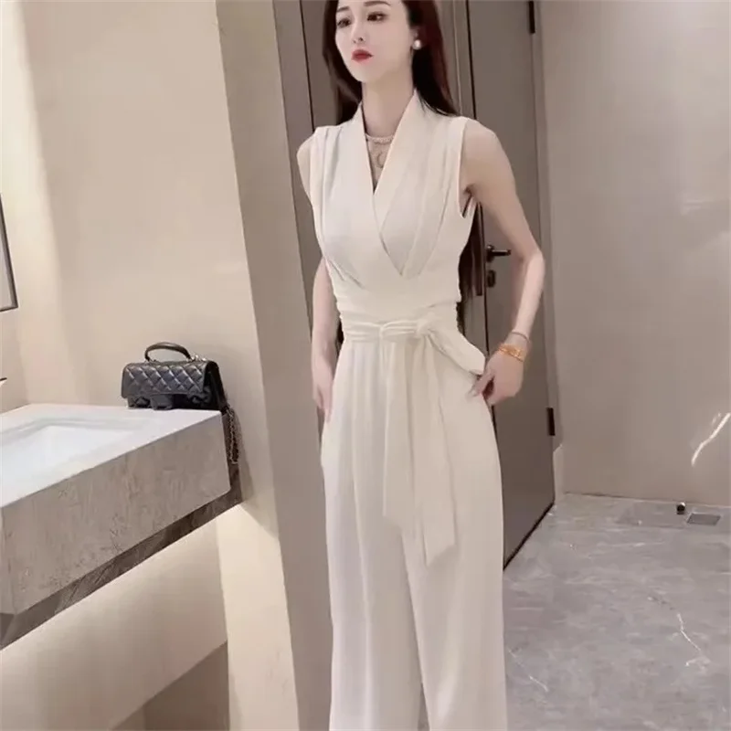 Celebrity Temperament Jumpsuit for Women With  Sense Lluxury 2024 summer New  Fashion Waistband Loose Fitting Jumpsuit SetS