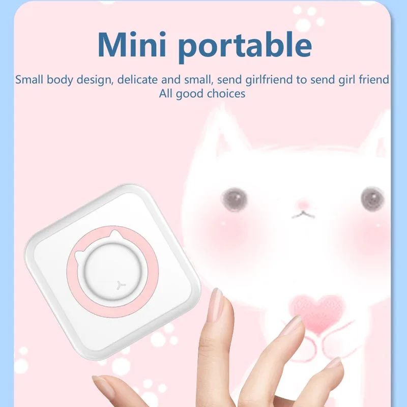 Pocket Thermal Mini Printer Bluetooth 203dpi Photo Label Memo List No Ink Printing Wireless Portable Printer with PU Travel Case