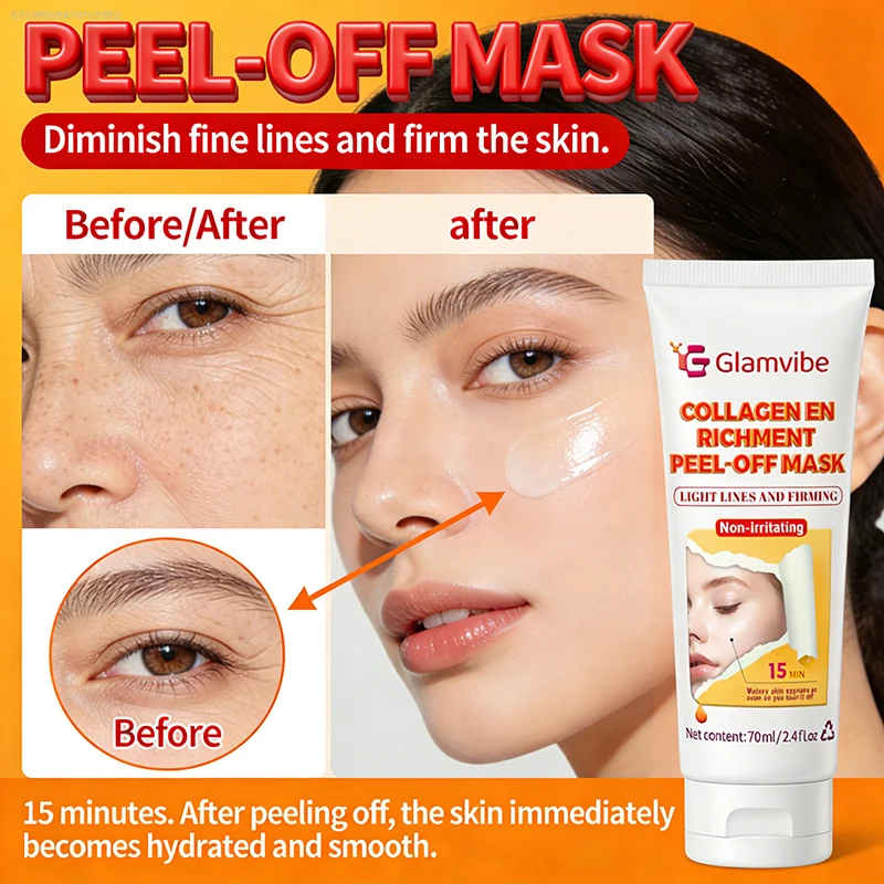 Glamvibe Collagen Enrichment Peel‑off Mask Deep Cleansing Facial Mask Help Firm Skin Hydrating Face Mask Nourish Skin Maintain Soft Comfortable Skin Condition