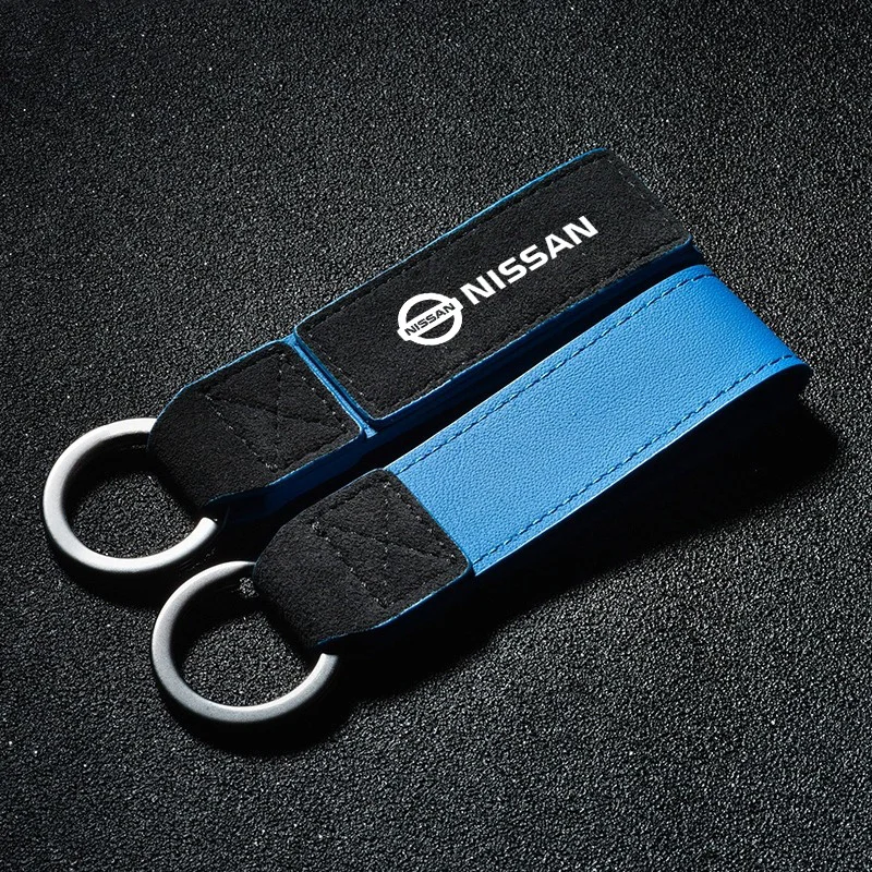 Suede Car Keychain Emblem Key Ring Accessories for Nissan X-trail Qashqai Note Juke Sentra Patrol Navara Micra Leaf Almera Tiida