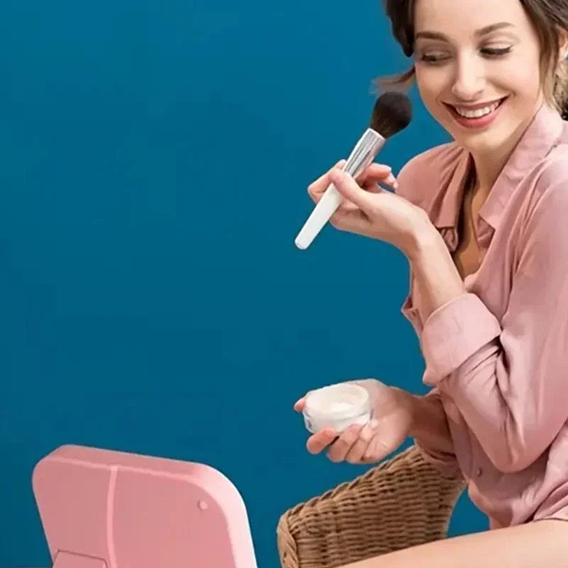 Lusterko do makijażu LED z przyciemnianiem ekranu dotykowego i ładowaniem USB, przenośne lusterko kosmetyczne ze światłami do makijażu