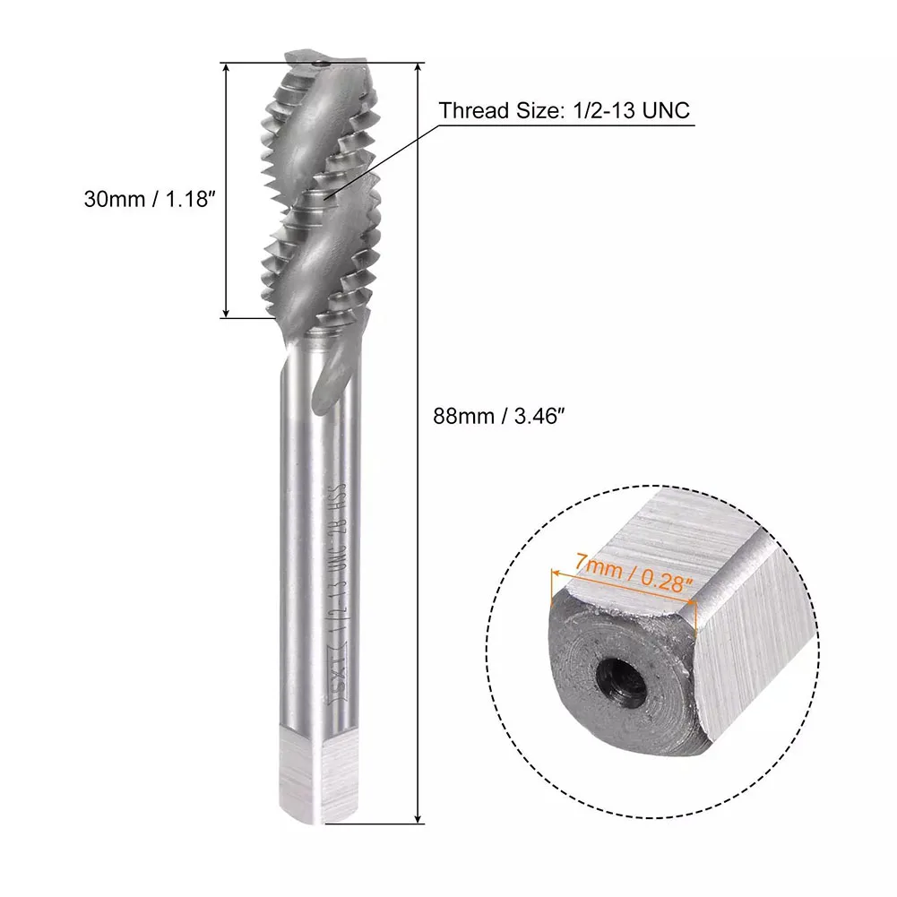 Machine Thread Tap 1/2-13 UNC Thread Tap High Hardness And Toughness Spiral Groove Design Upward Chip Removal For Aluminum