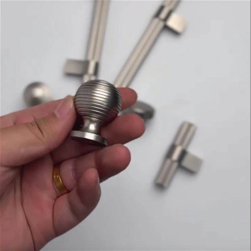 Solid Brass Cabinet Door Handle French Wardrobe Cupboard Pulls Nickel Brushed Furniture Hardware Simple Drawer Single-Hole Knob