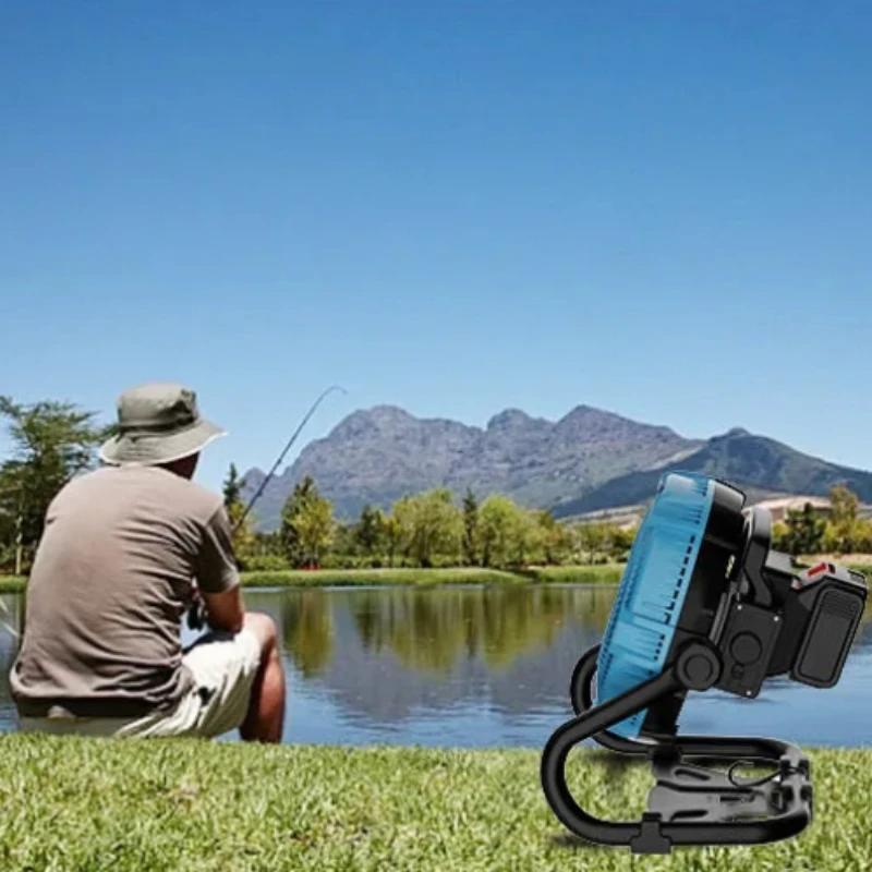 12-calowy wentylator akumulatorowy, wentylator zewnętrzny dużej mocy z baterią litową, przenośne chłodzenie na kemping, patio i do użytku domowego