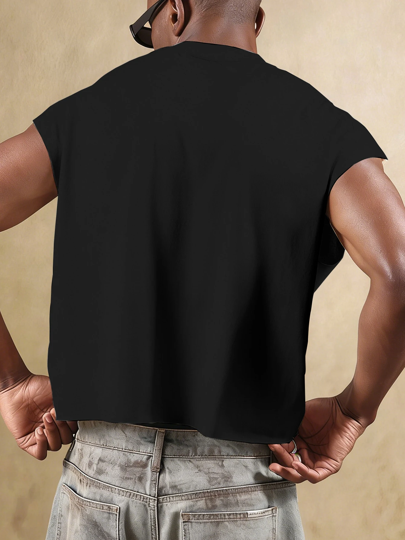 Men's Twenty Red Lips Cross Skull Print Sleeveless Crop Tank Top Polyester S-2XL Loose Punk Streetwear Cut Off Vest
