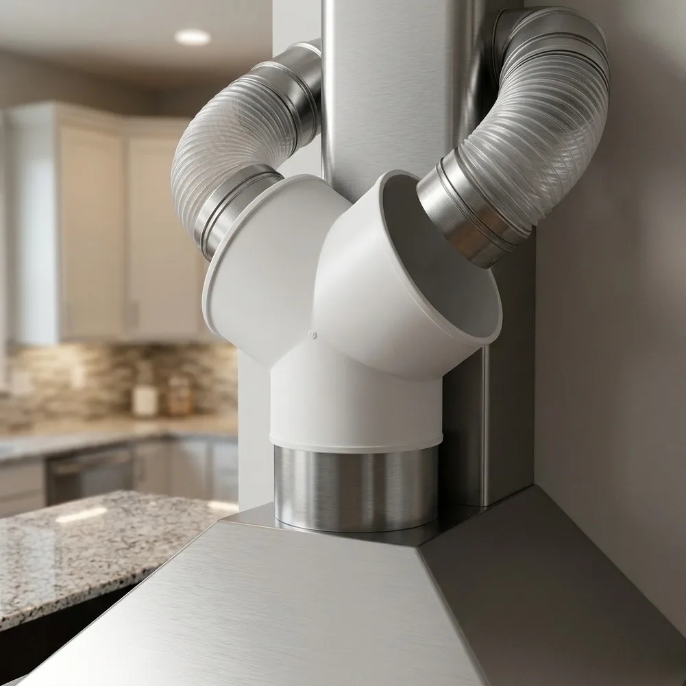 PVC Y Shape Ducting Splitter For HVAC Ventilation, 3-Way Airflow Adapter Compatible With Flexible & Pipes