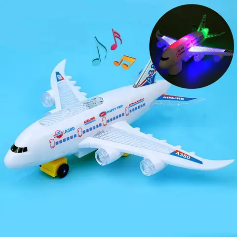 Electronic Aeroplane Toy with Music & Light Airplane Toy Electric Detachable Plane Toys Autopilot Automatic Obstacle Avoidance