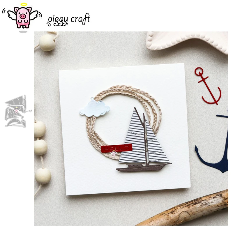 Piggy Craft metal cutting dies cut die mold Sailboat decoration Scrapbook paper craft knife mould blade punch stencils dies