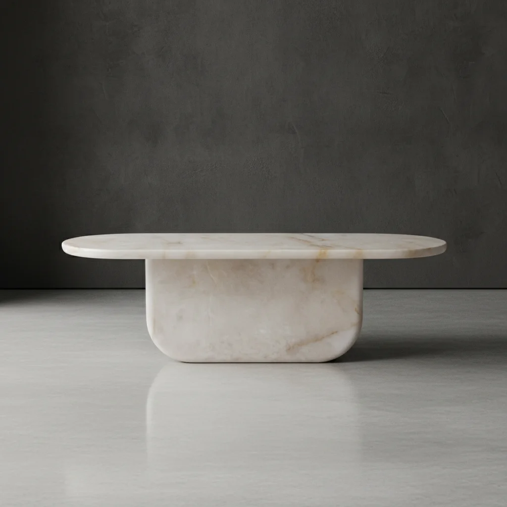

xx-Luxury Modern Minimalist Coffee Table Living Room Furniture Marble Travertine Natural Stone Round Oval Table^