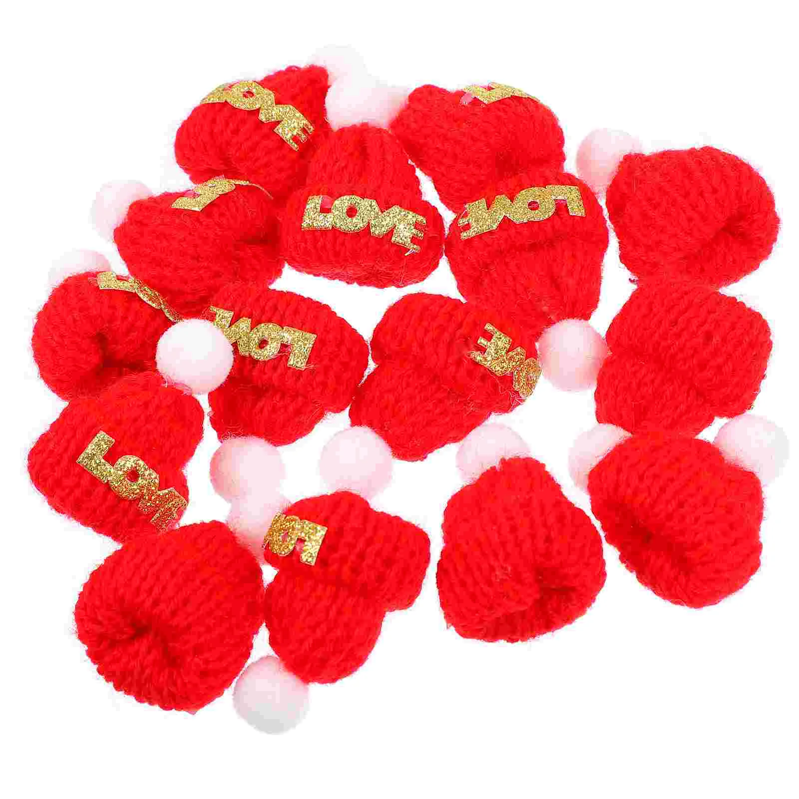 15 Pcs Mini Cap Small Gifts Xmas Hats DIY Craft Accessories Headwear Christmas Decor Supplies Yarn Decorative