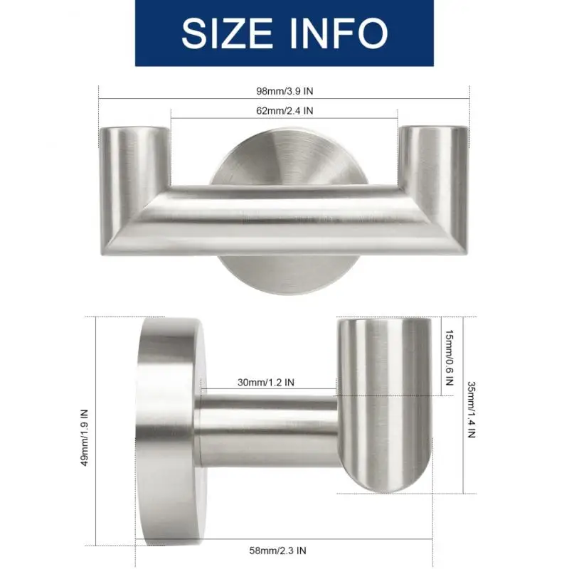Multifunctionele Haken Dubbele Handdoek Badhanddoek Rack Ronde Badkamer Wc Keuken 304 Rvs Jas Opslag Houder Organizer