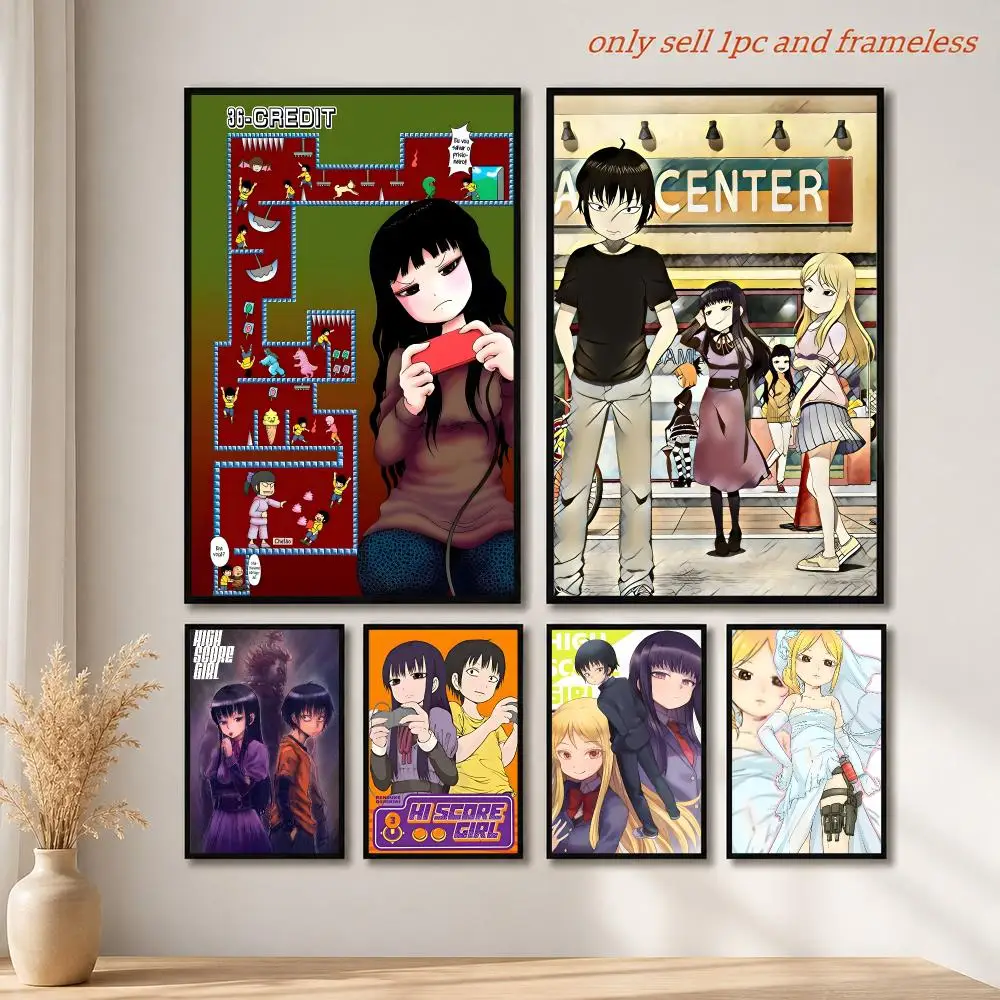 Cartoon H-Hi Score Girl Comic Poster Mural HD Wall Decals for Bedroom Living Room Home Self-Adhesive Decor Gift