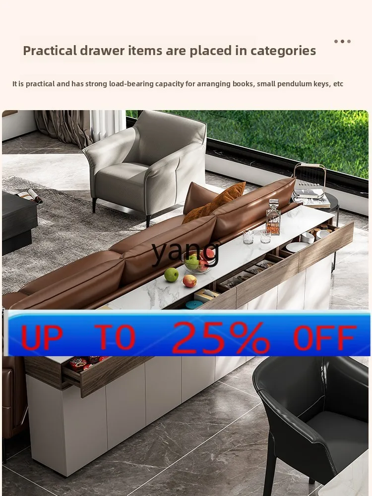 

LH Italian Style Backrest Cabinet Modern Simple Rock Slab Sideboard Ultra-thin Living Room Partition Storage Cabinet
