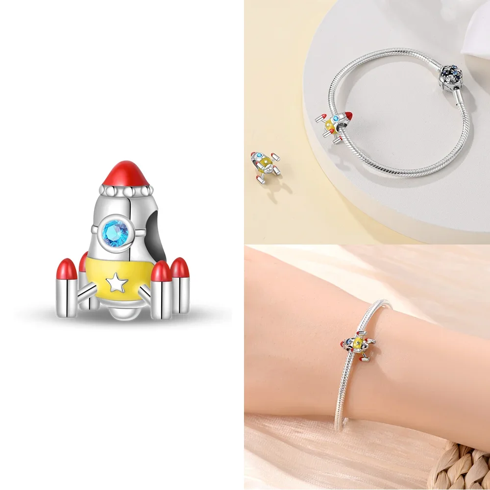 Original Rocket God of Wealth Maple Leaf Hot Air Balloon Perfume Bottle Charms Beads Fit 925 Silver Bracelet Women Diy Gift