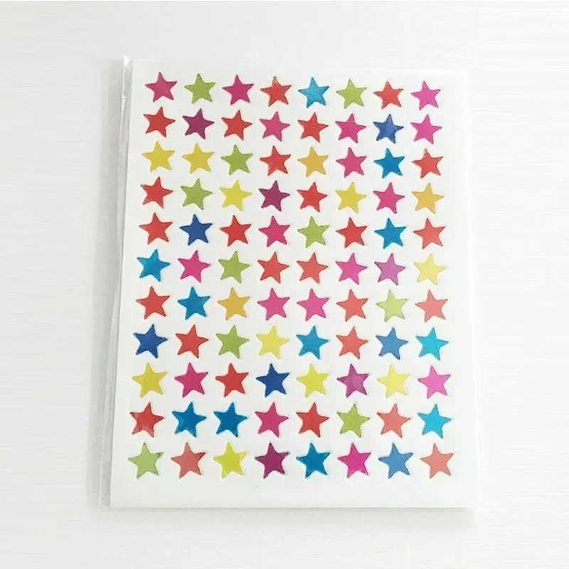 100sheets Color Star Sticker Stamping Five Pointed Star Sticker Student's Reward Sticker Teacher Praise Label 1.4*1.4