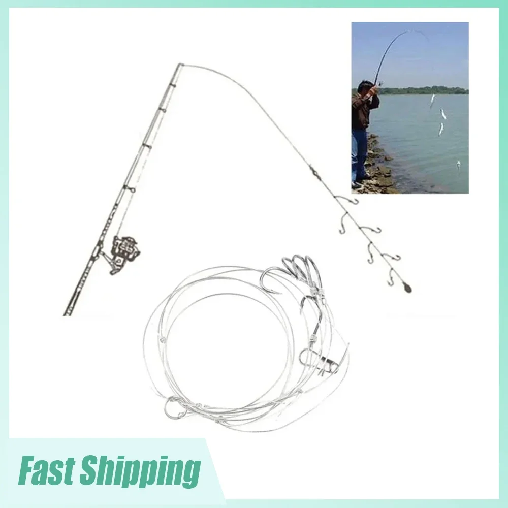 2pcs Fishing 6# 7# 8# 9# 10# 11# 12 # Swivel String Hook Fishing Carbon Steel Anti Winding Hooks Fishing Tackle Accessories