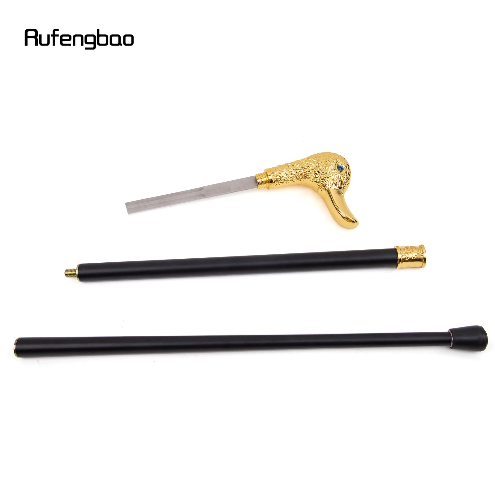 Goldener Enten kopf Gehstock mit versteckter Platte Selbstverteidigung Mode Rohr platte Cosplay Crosier Stick 95cm