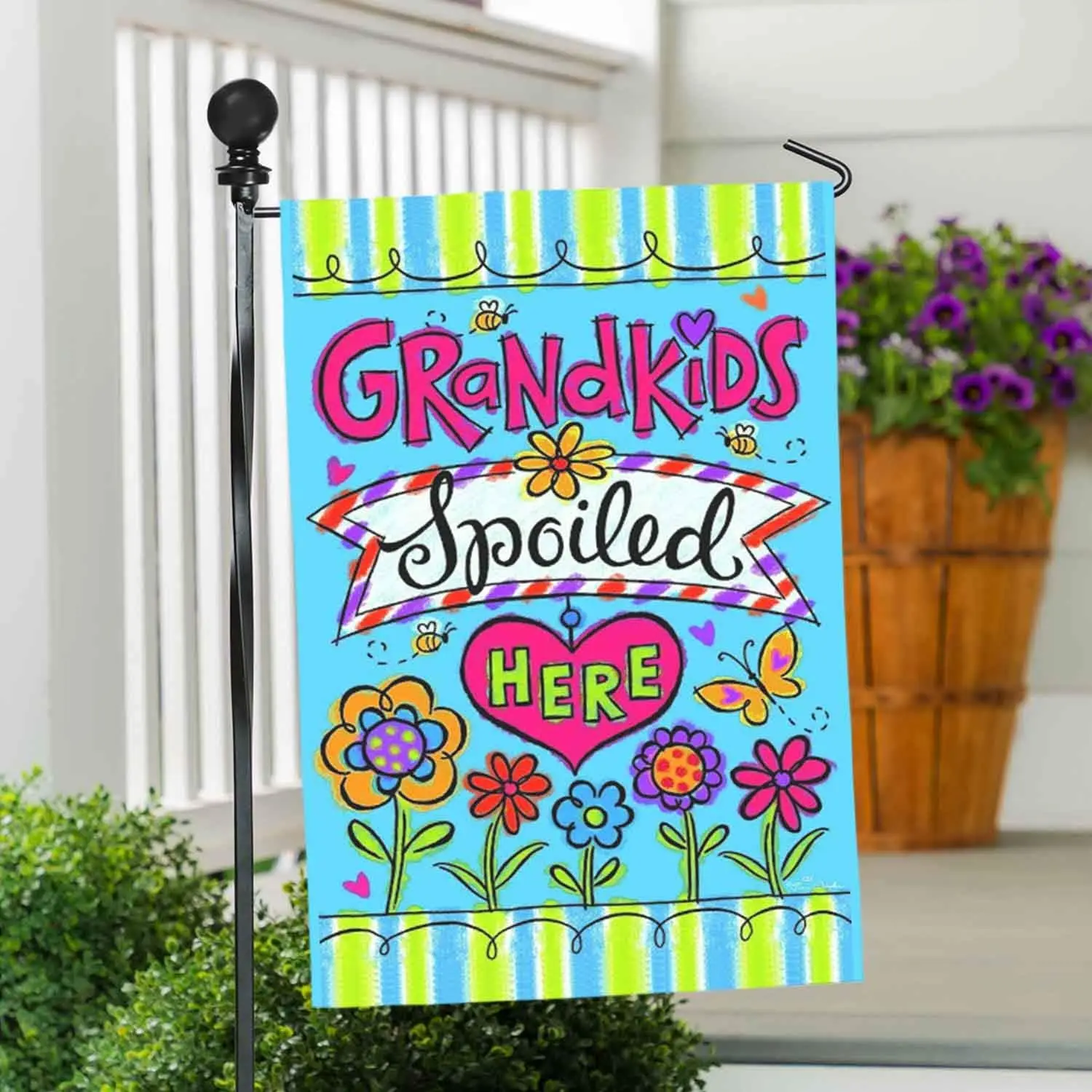 CZQHFLAU Grandkids Spoiled Here Farmhouse Yard Outdoor Decoration Burlap Garden Flag 12.5 x 18 Inch Double Sided